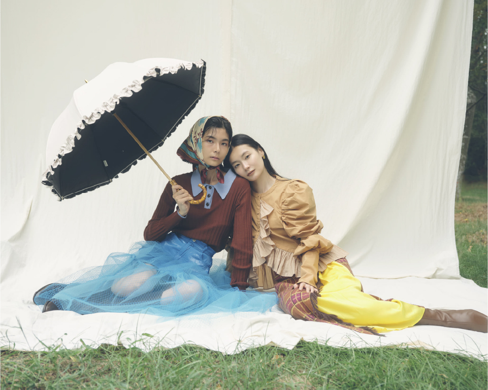 完全遮光日傘 長傘 フリル