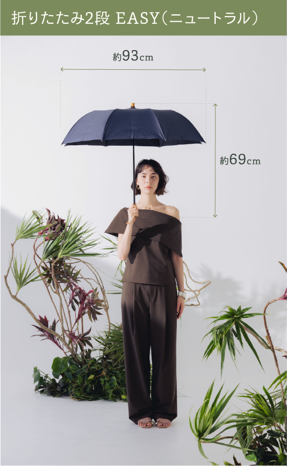 折りたたみ日傘を開いたときの着用イメージ