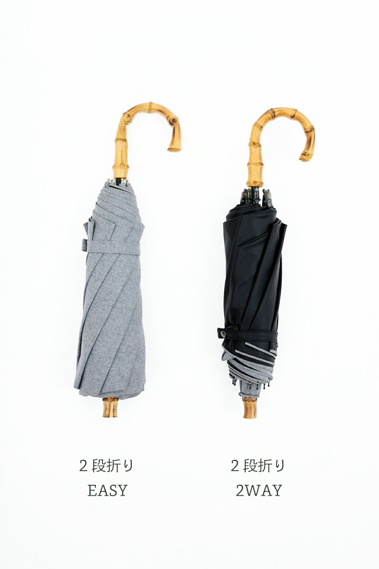 完全遮光日傘 UV100%カット 2段EASY 折りたたみ日傘 シャンブレー