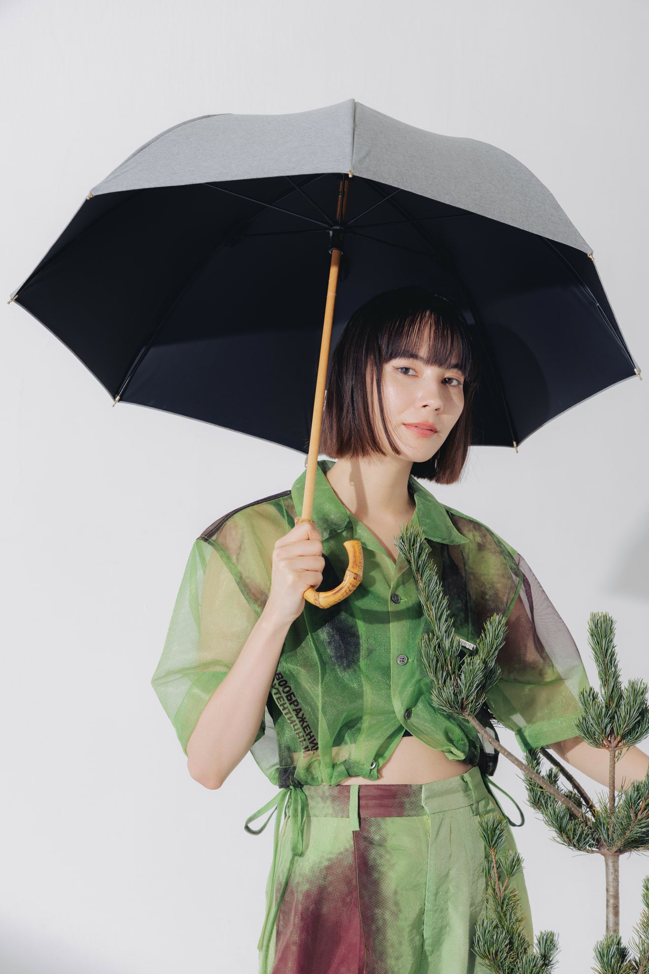 完全遮光日傘 UV100%カット 長傘 S シャンブレー