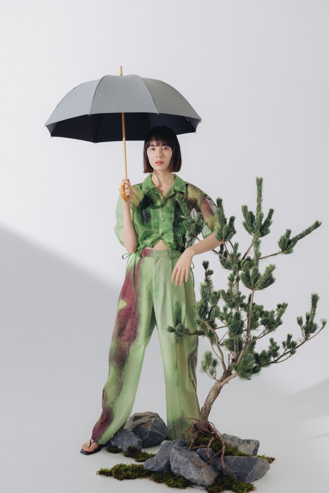 完全遮光日傘 UV100%カット 長傘 S シャンブレー