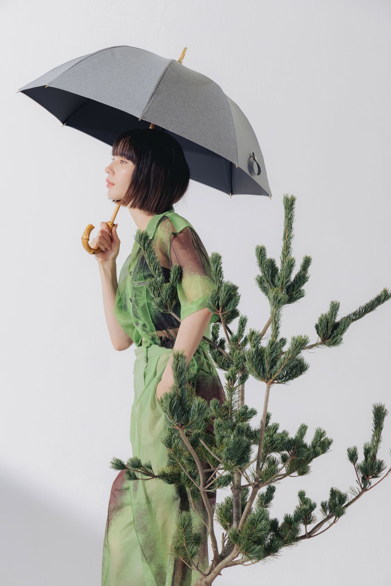 完全遮光日傘 UV100%カット 長傘 S シャンブレー