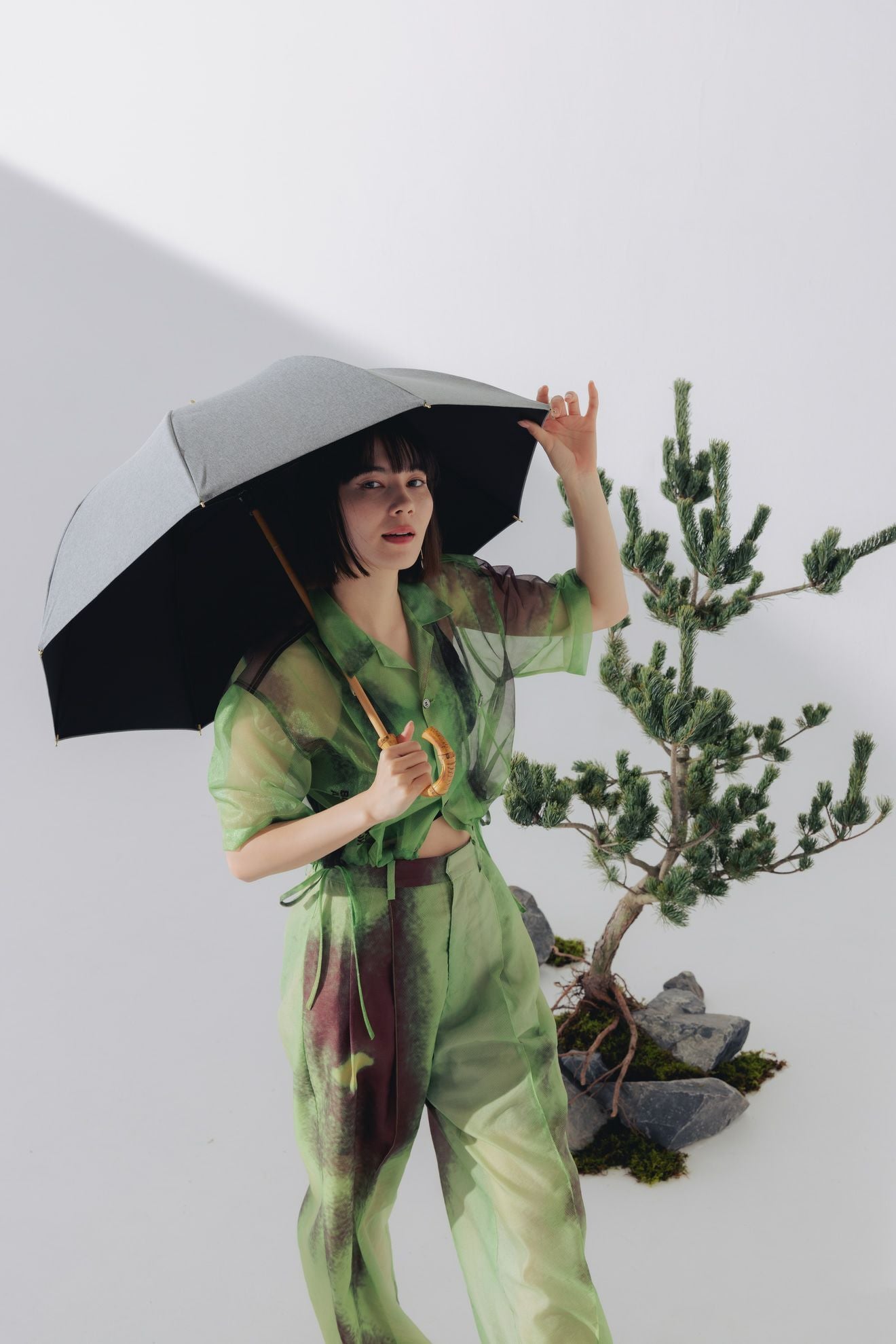 完全遮光日傘 UV100%カット 長傘 S シャンブレー