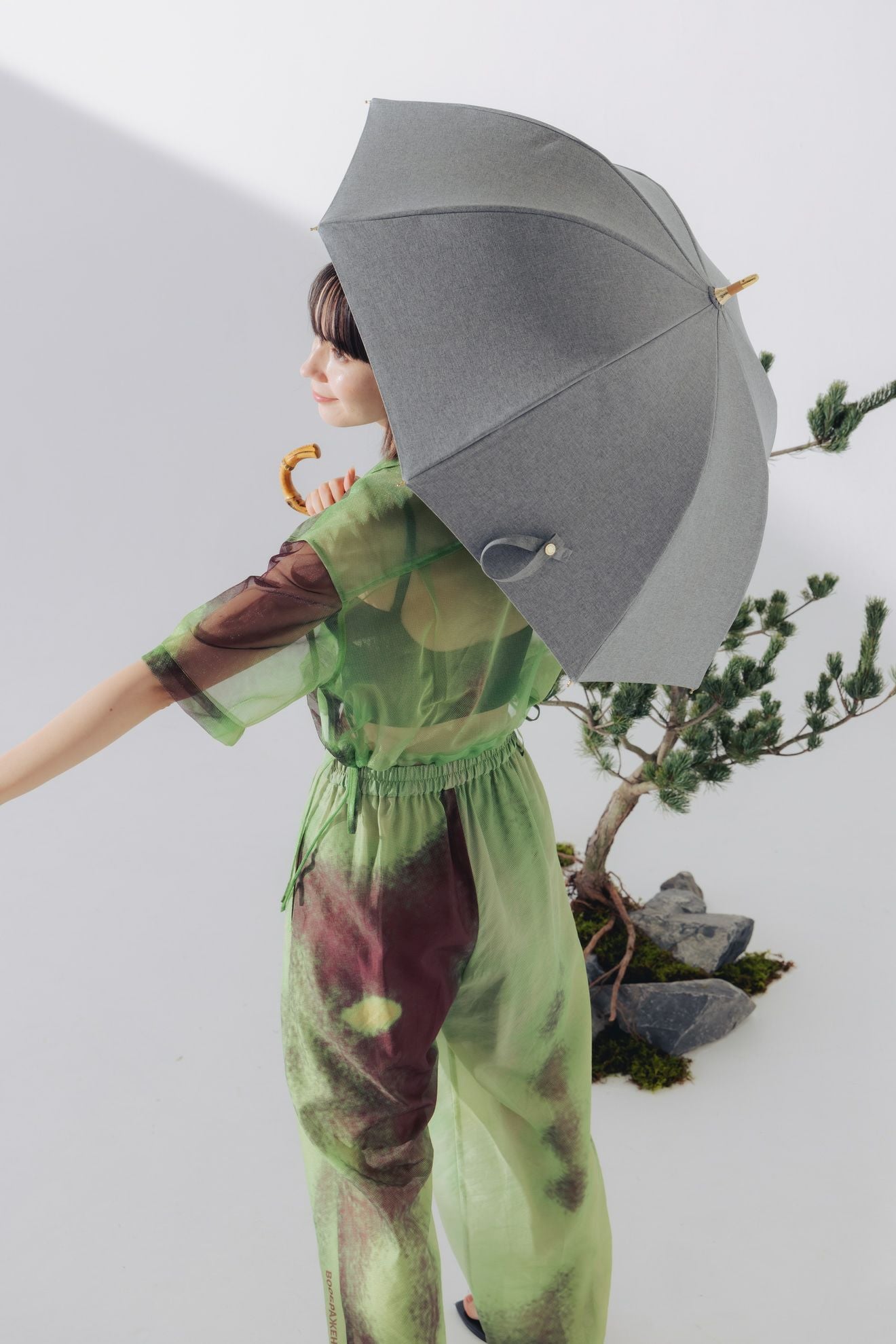 完全遮光日傘 UV100%カット 長傘 S シャンブレー