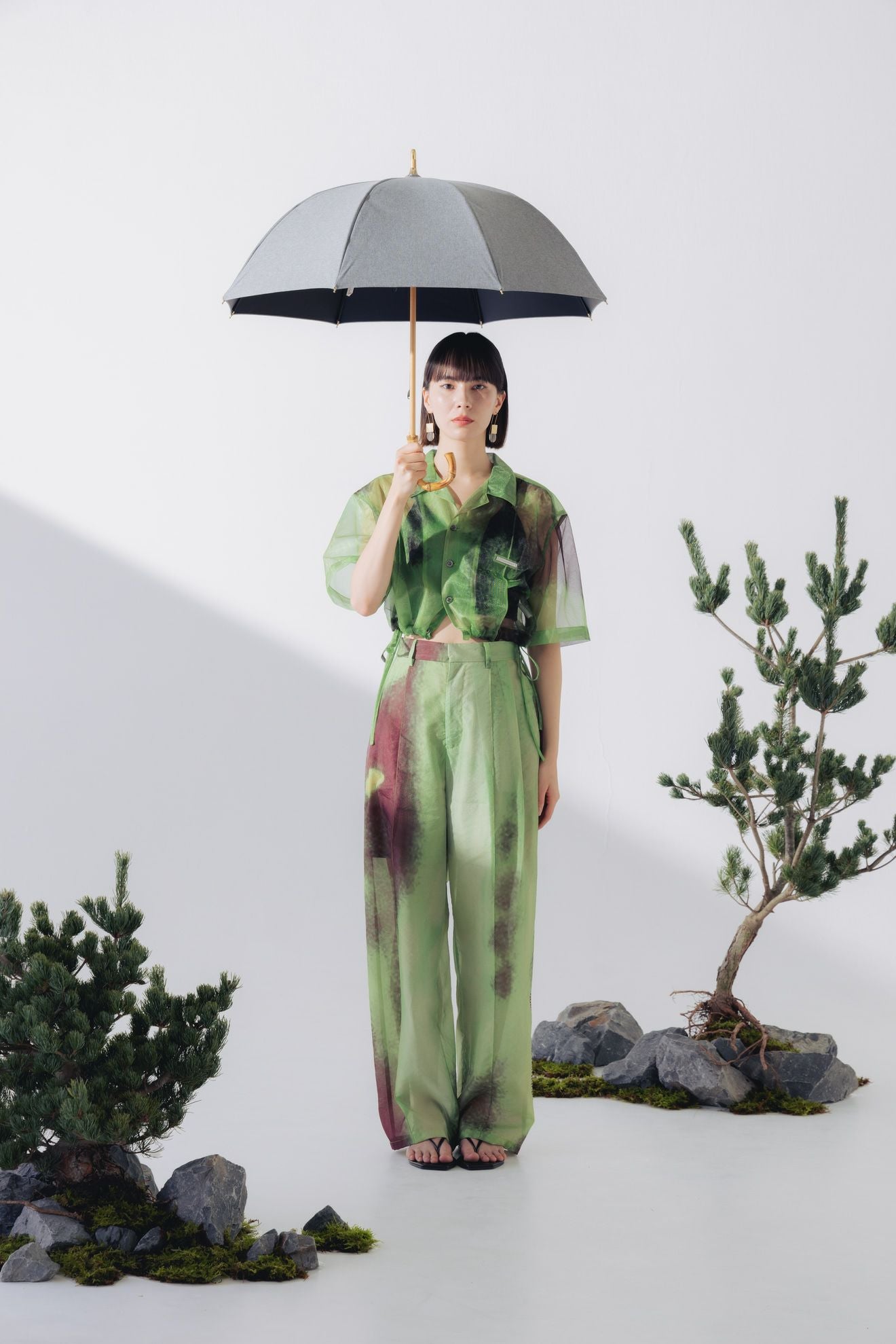 完全遮光日傘 UV100%カット 長傘 S シャンブレー