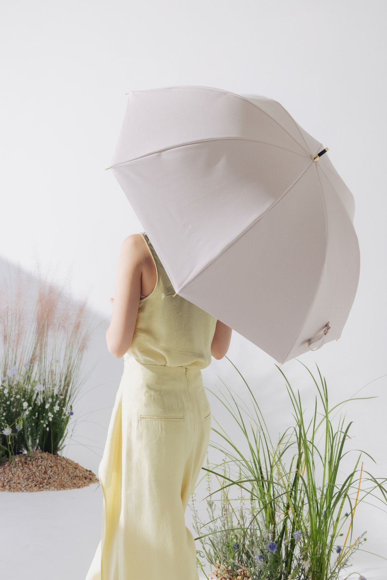 完全遮光日傘 UV100%カット 長傘 L シャンブレー