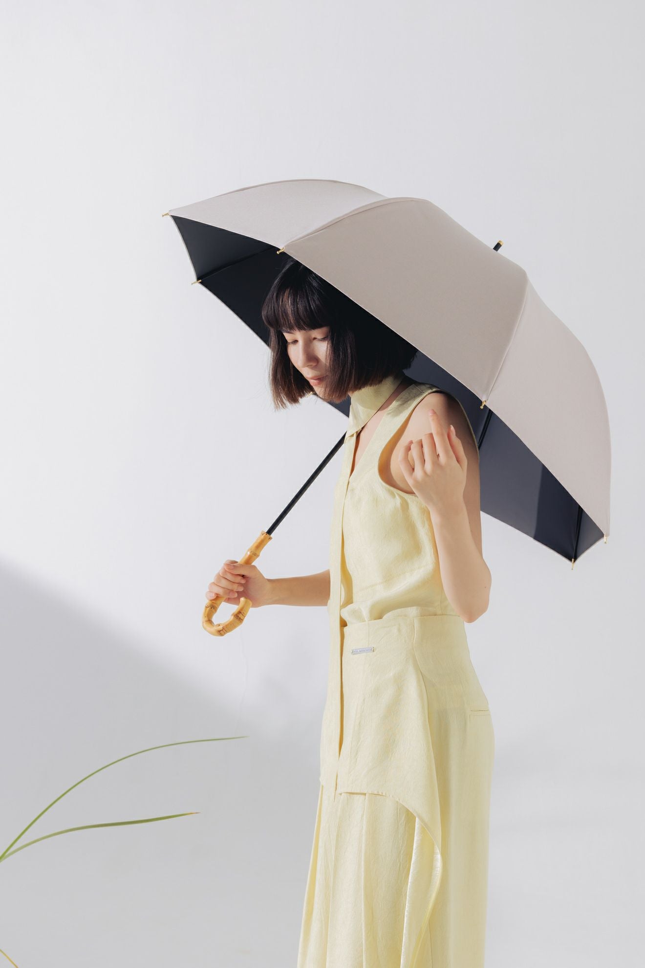 完全遮光日傘 UV100%カット 長傘 L シャンブレー