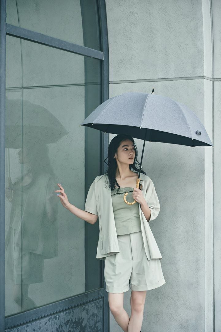 完全遮光日傘 UV100%カット 長傘 L シャンブレー