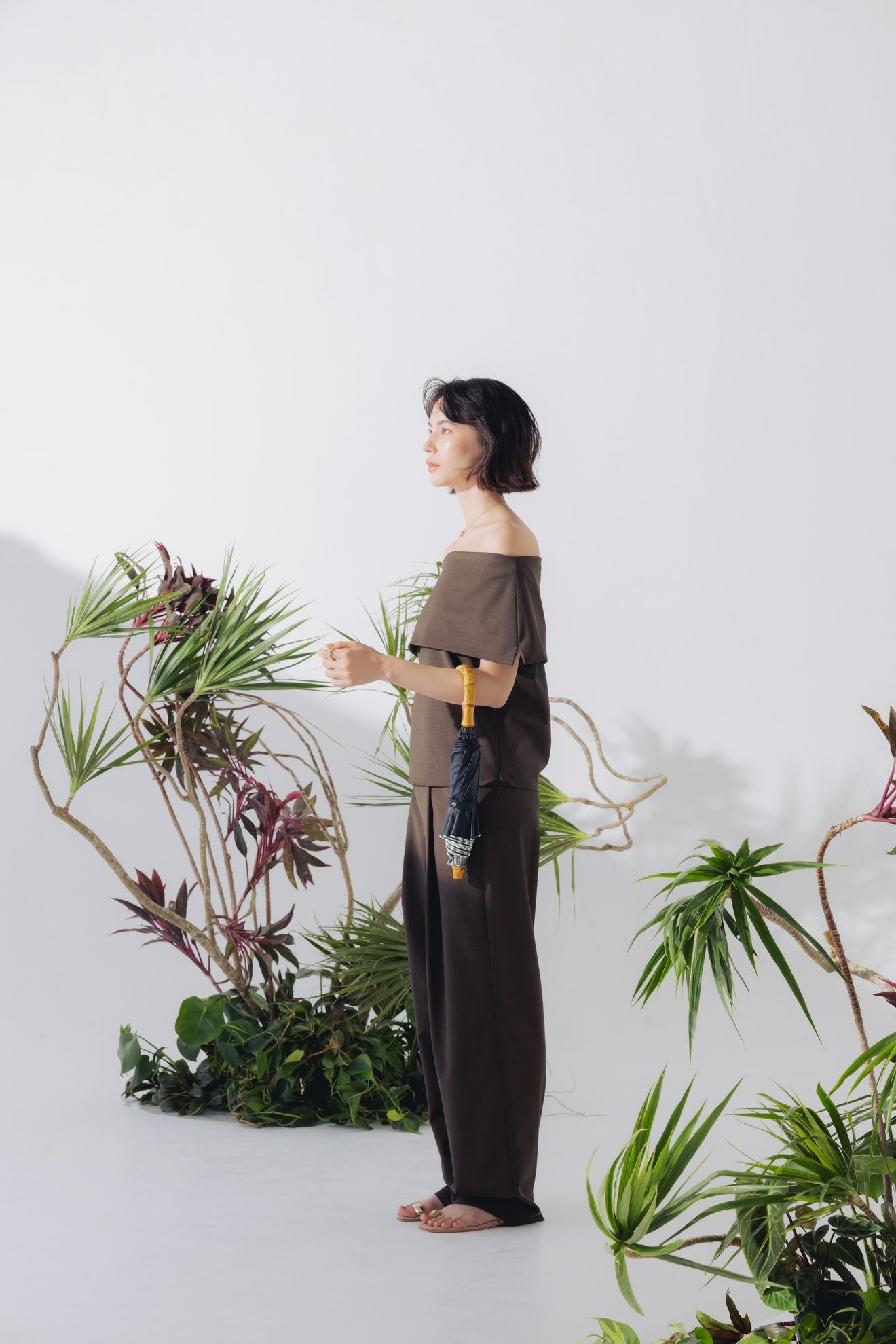 完全遮光日傘 UV100%カット 2段2WAY 折りたたみ日傘 ストライプ