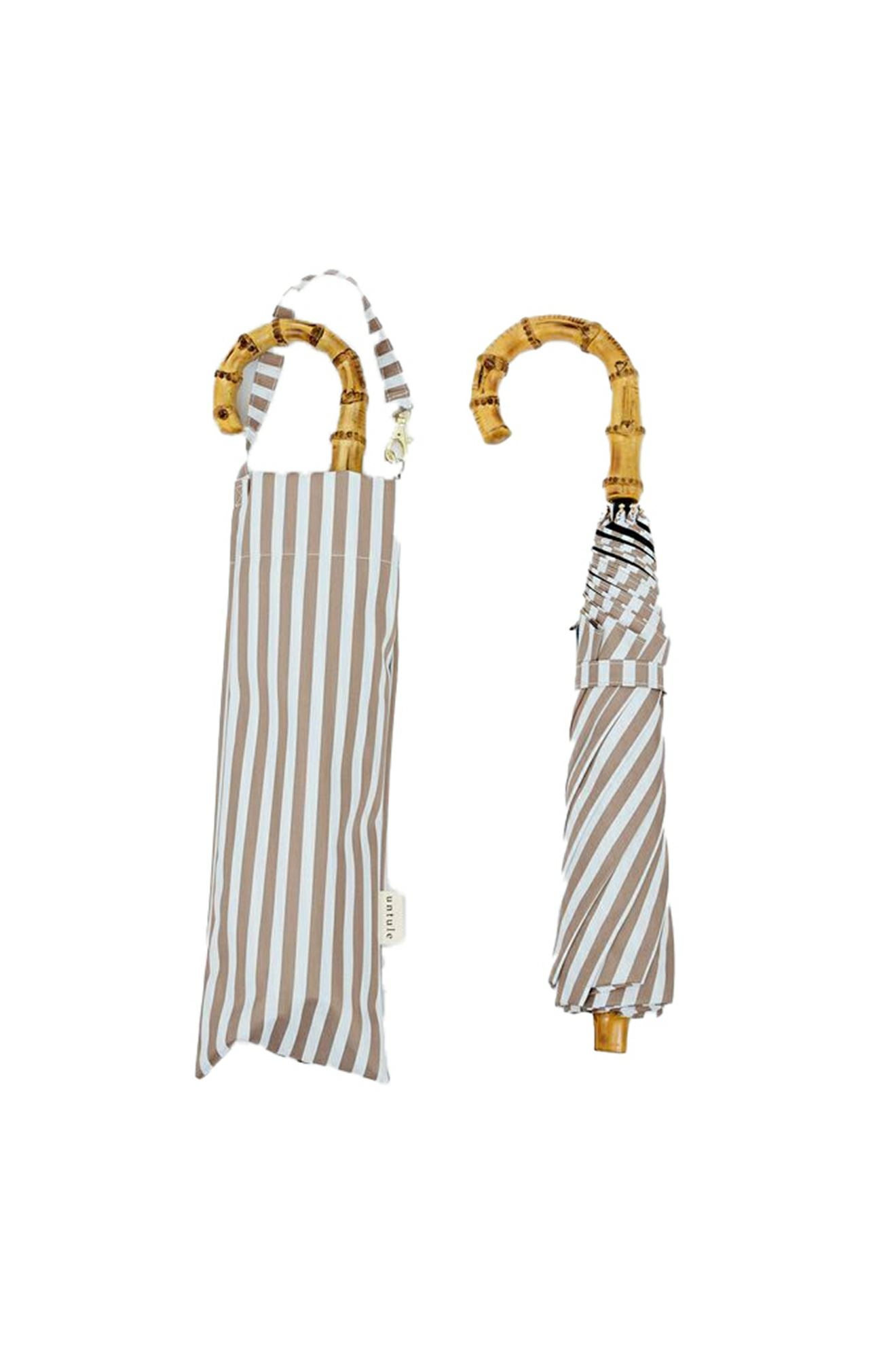 完全遮光日傘 UV100%カット 2段EASY 折りたたみ日傘 ストライプ