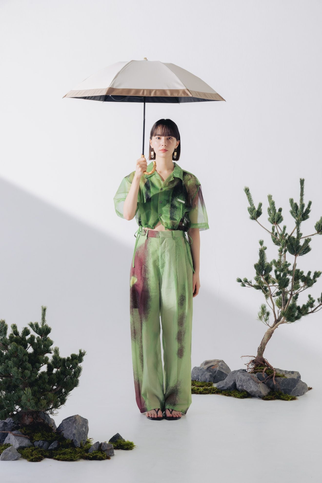 完全遮光日傘 UV100%カット 3段コンパクト 折りたたみ日傘 バイカラー