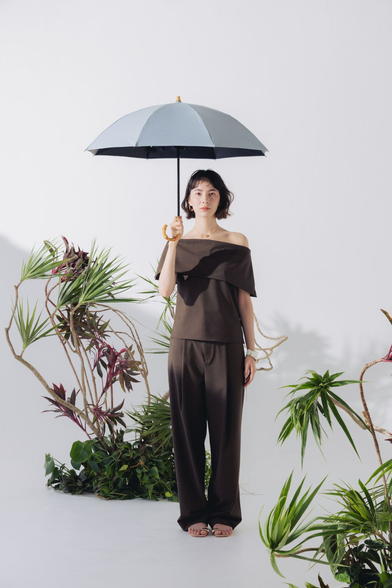 完全遮光日傘 UV100%カット 2段2WAY 折りたたみ日傘 ワンカラー