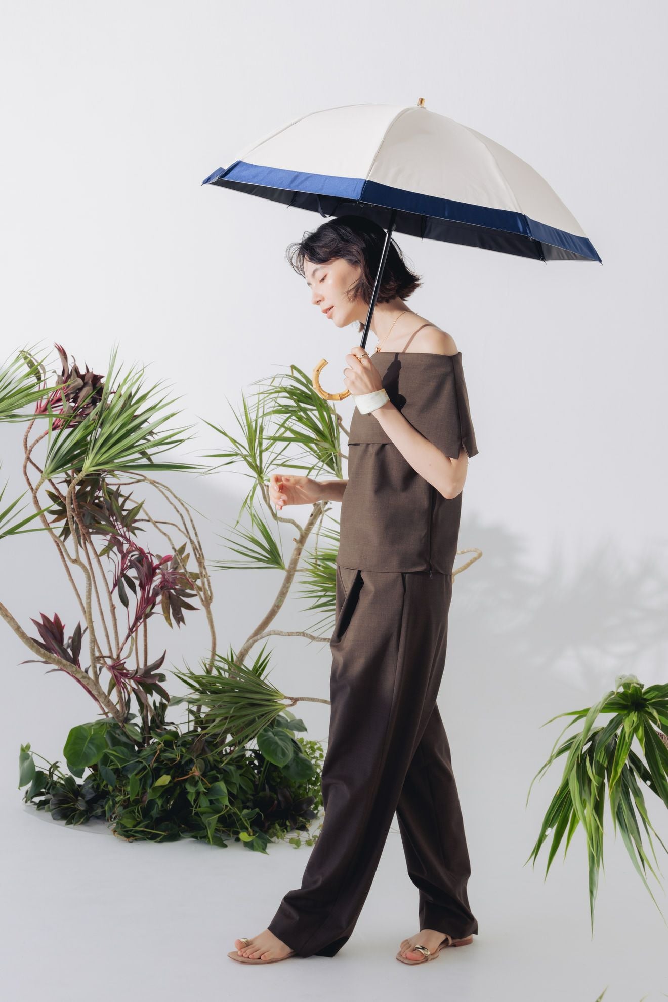 完全遮光日傘 UV100%カット 2段2WAY 折りたたみ日傘 バイカラー