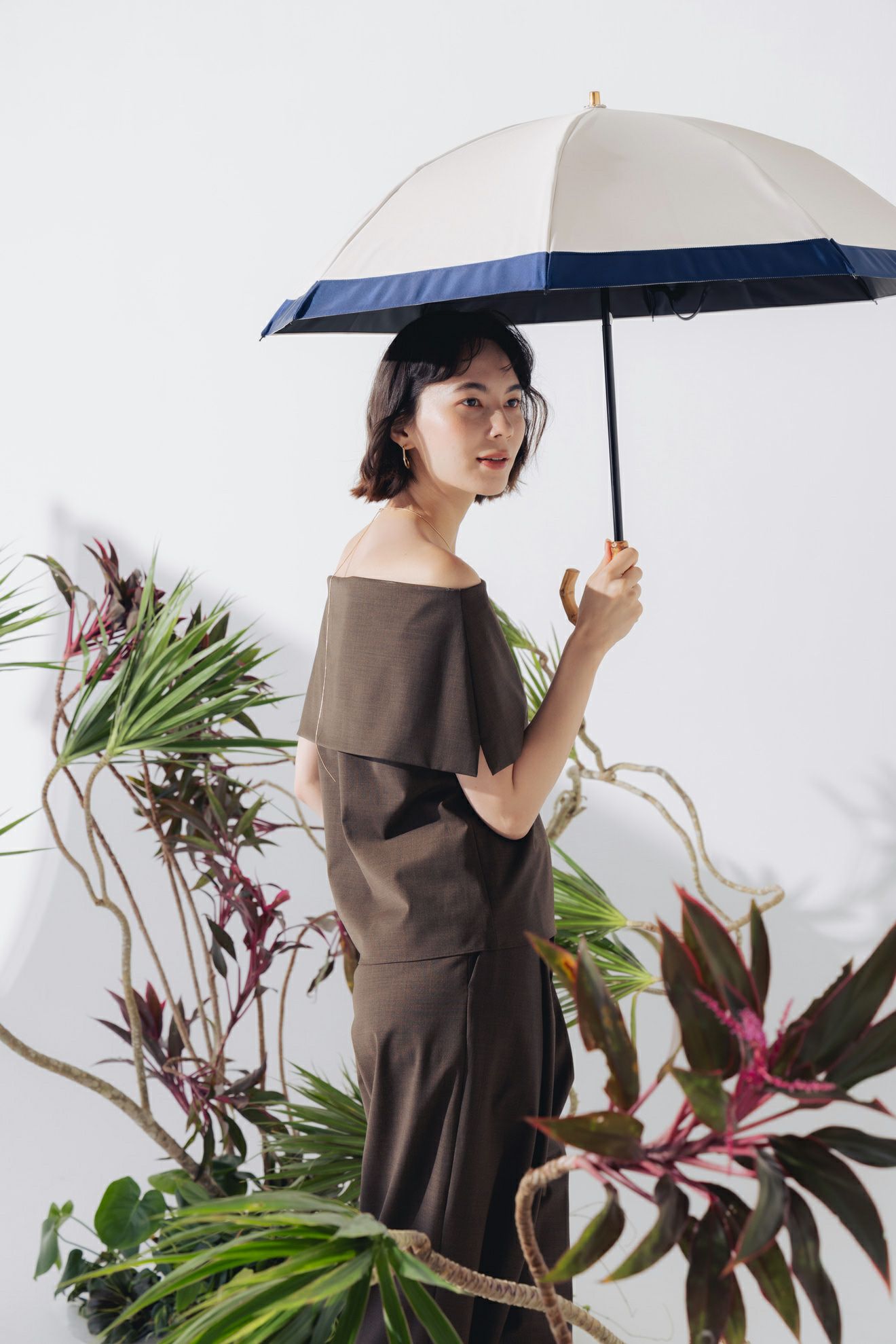 完全遮光日傘 UV100%カット 2段2WAY 折りたたみ日傘 バイカラー