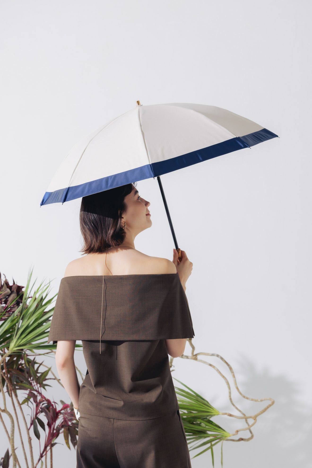 完全遮光日傘 UV100%カット 2段2WAY 折りたたみ日傘 バイカラー