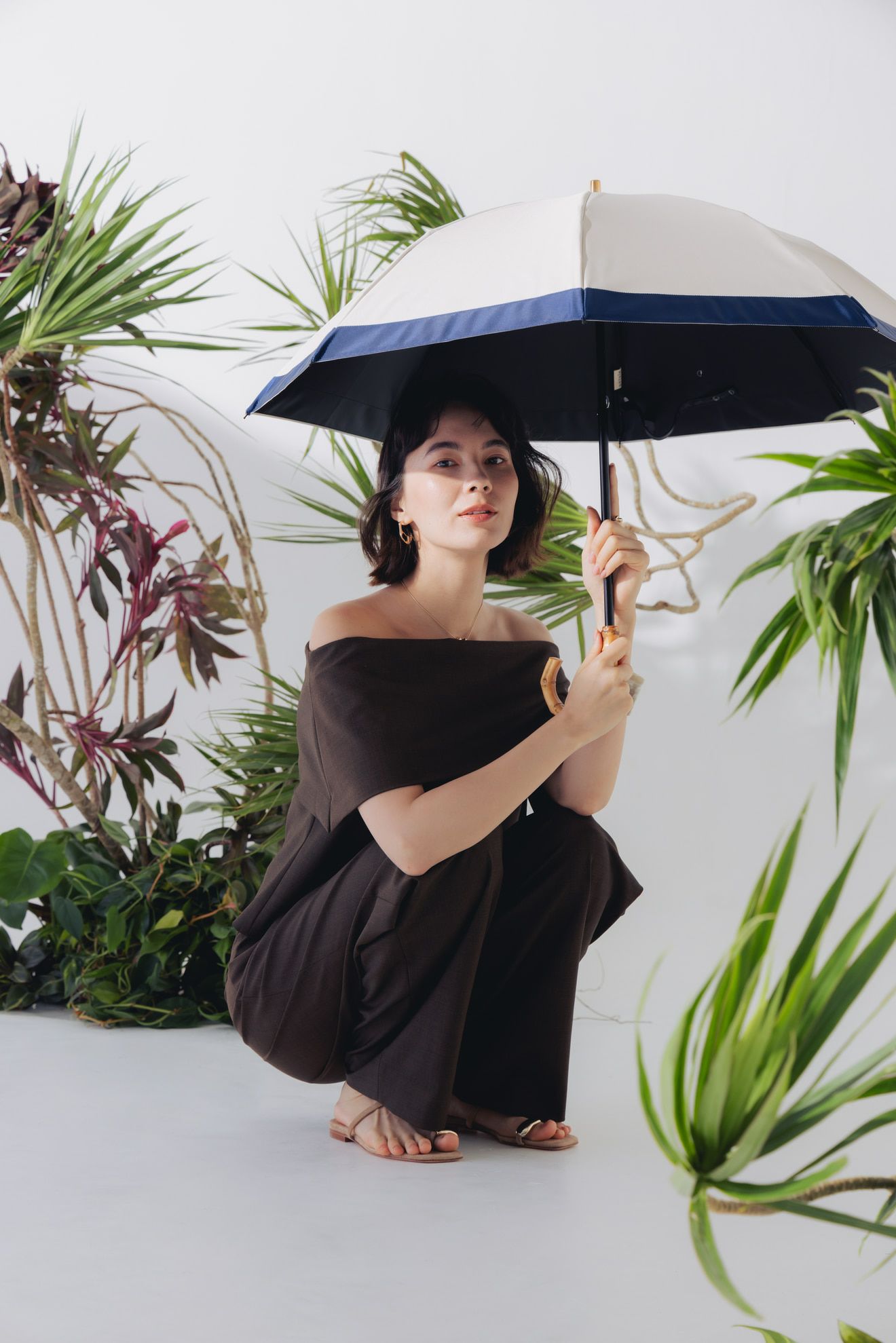 完全遮光日傘 UV100%カット 2段2WAY 折りたたみ日傘 バイカラー