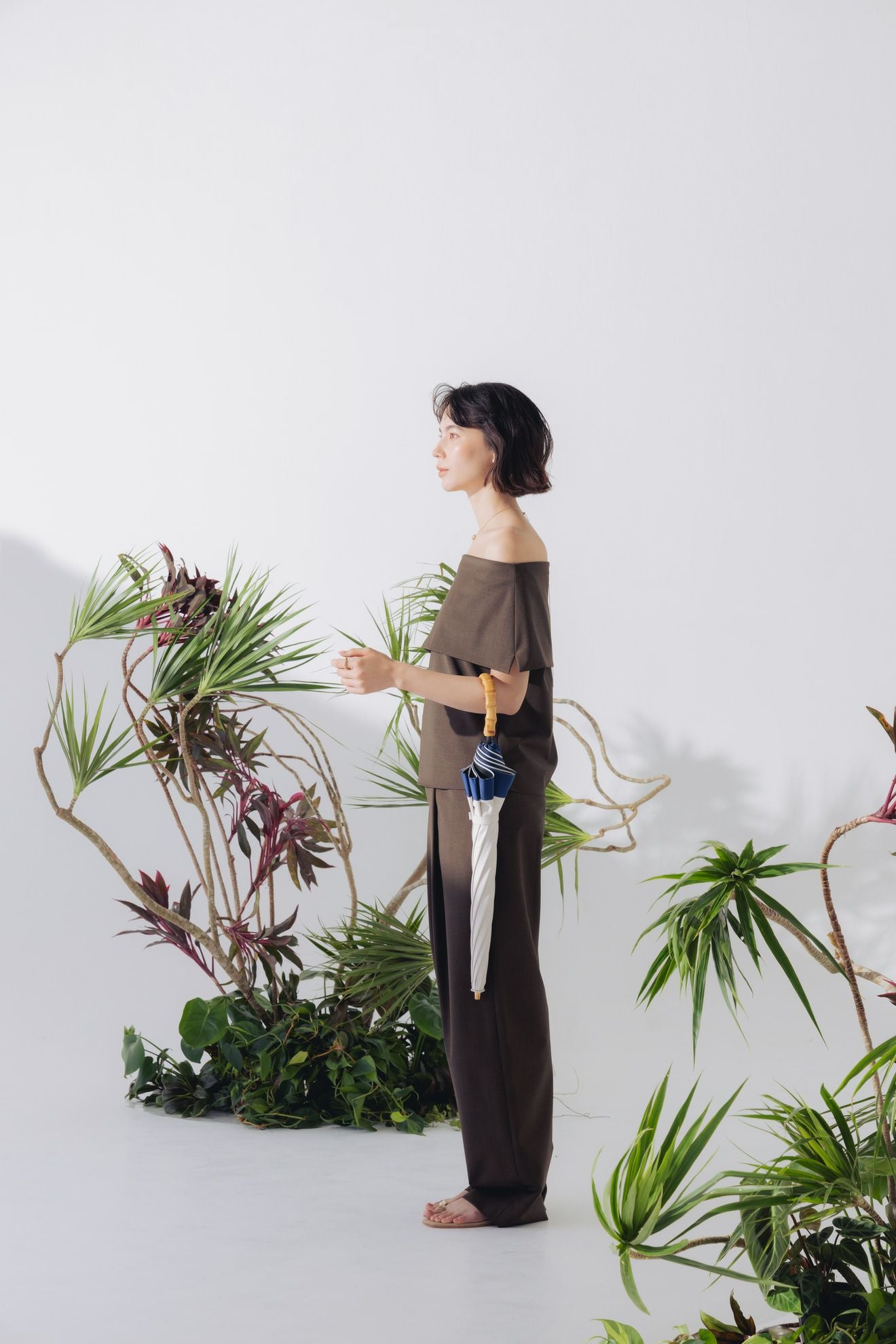 完全遮光100% 2段2WAY 折りたたみ日傘/バイカラー(50cm)