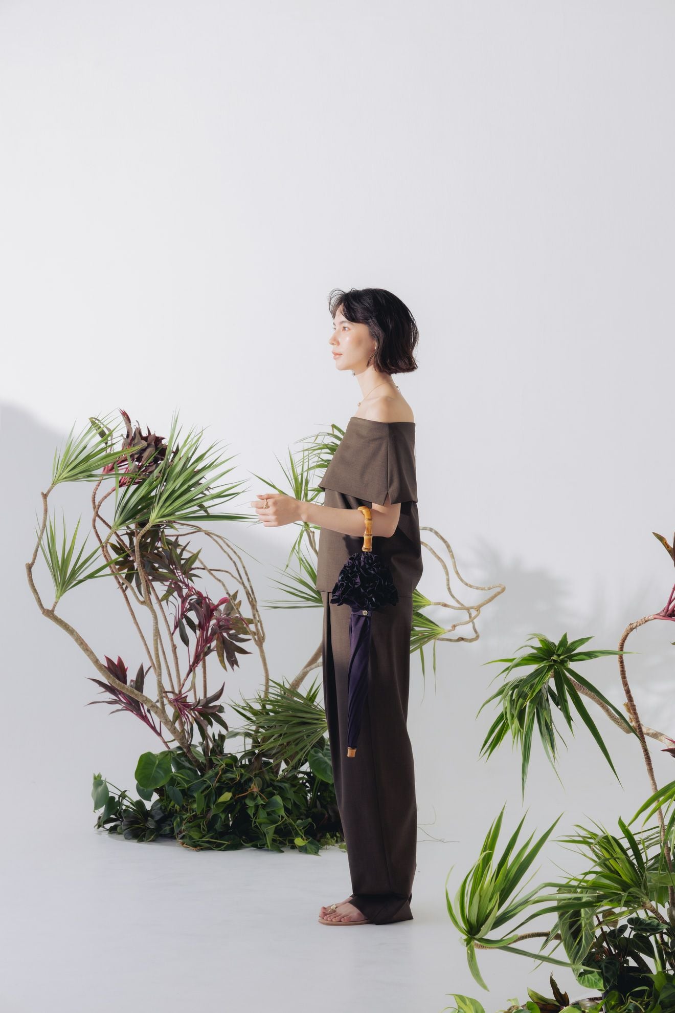 完全遮光日傘 UV100%カット 2段2WAY 折りたたみ日傘 フリル