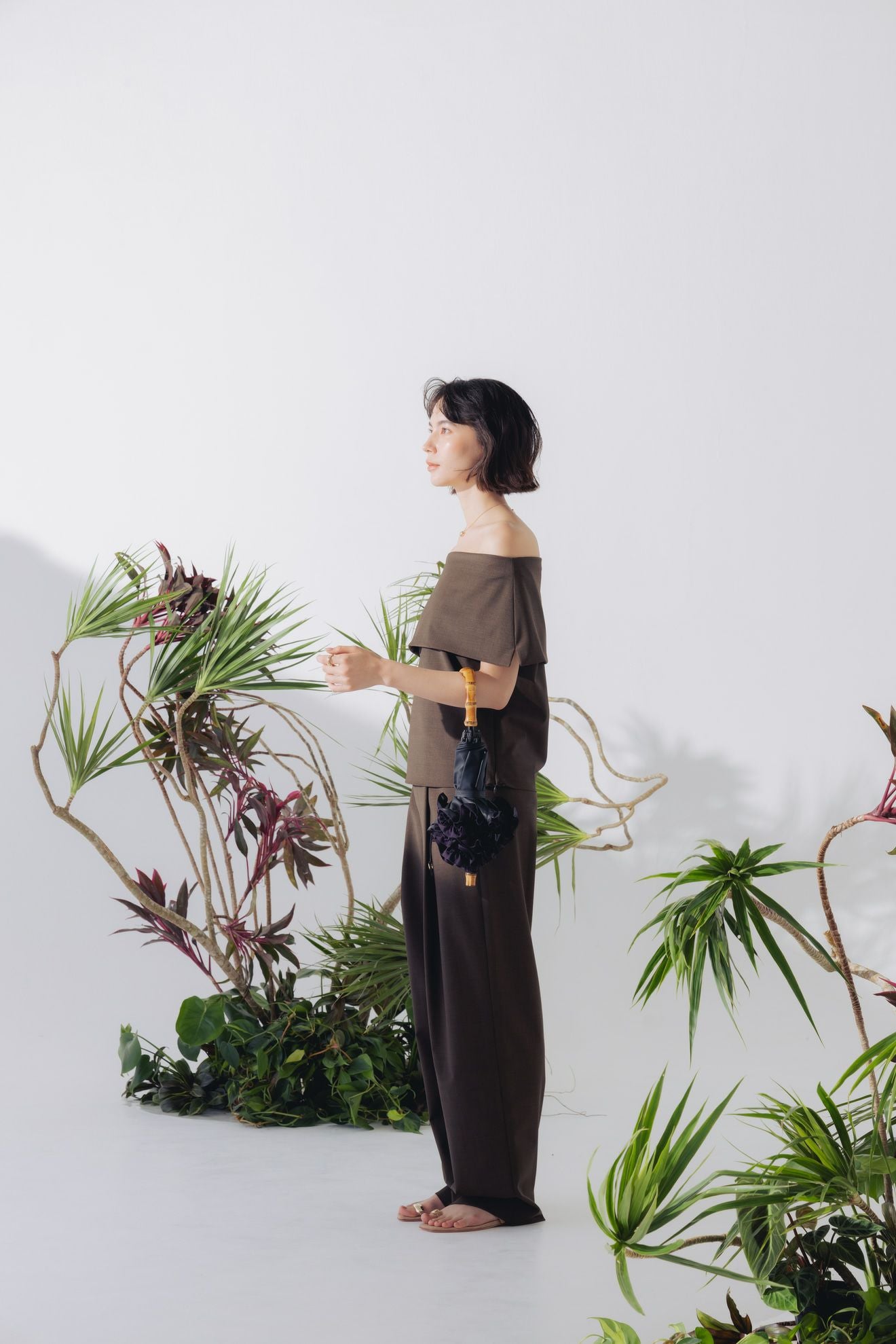 完全遮光日傘 UV100%カット 2段2WAY 折りたたみ日傘 フリル