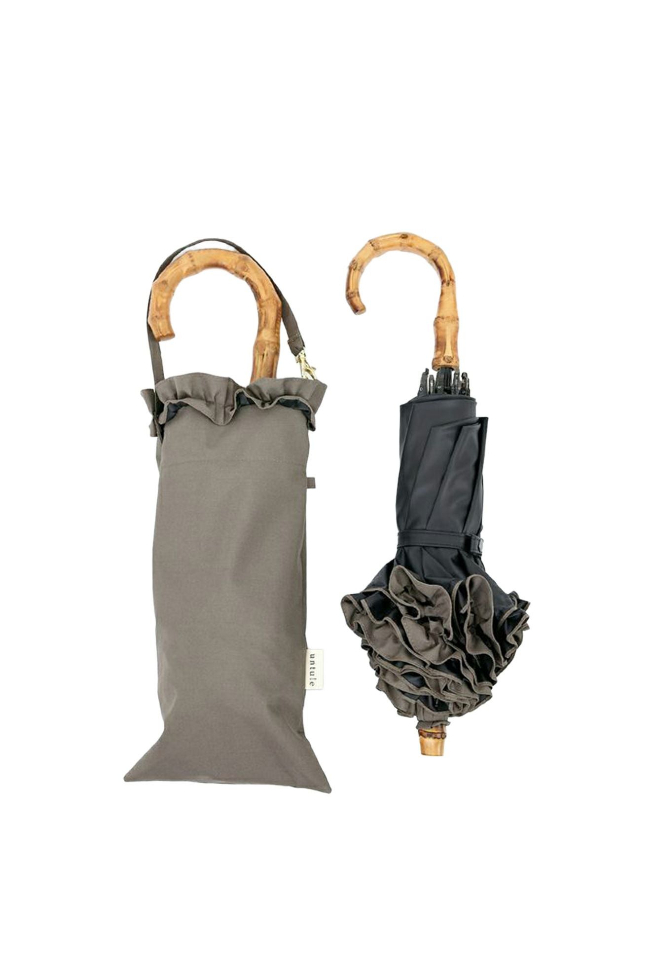 完全遮光日傘 UV100%カット 2段2WAY 折りたたみ日傘 フリル