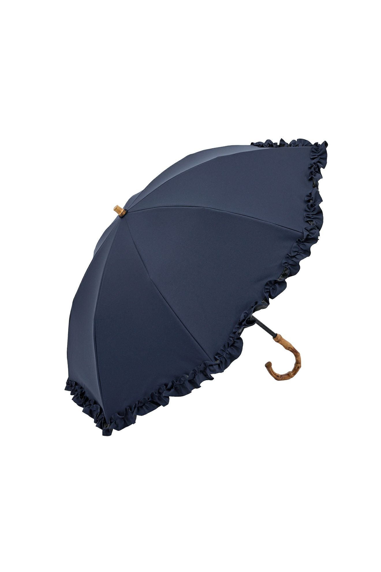 完全遮光日傘 UV100%カット 2段2WAY 折りたたみ日傘 フリル