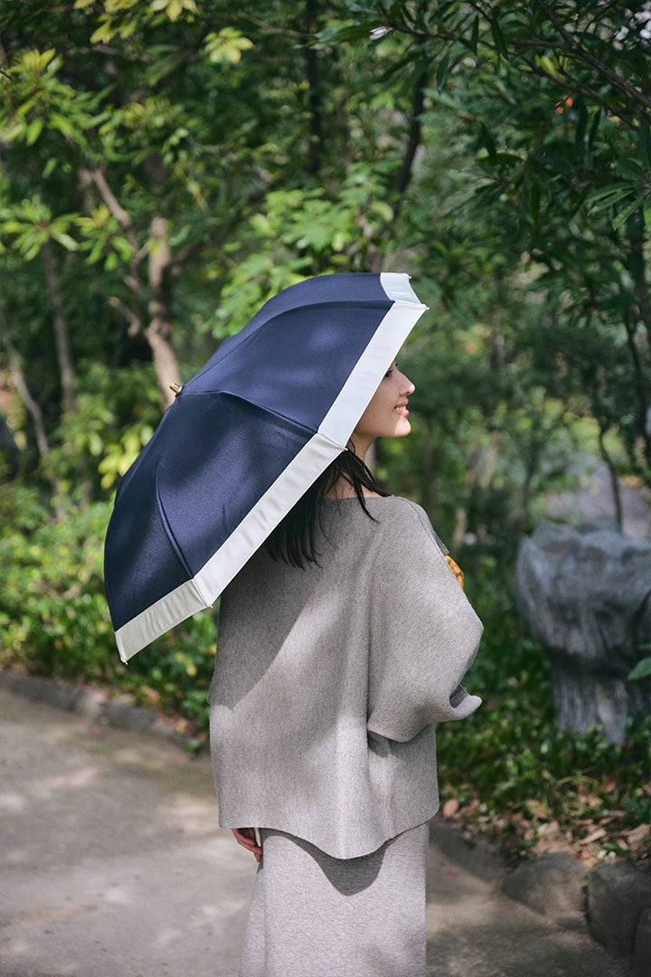 完全遮光日傘 UV100%カット 2段EASY 折りたたみ日傘 バイカラー
