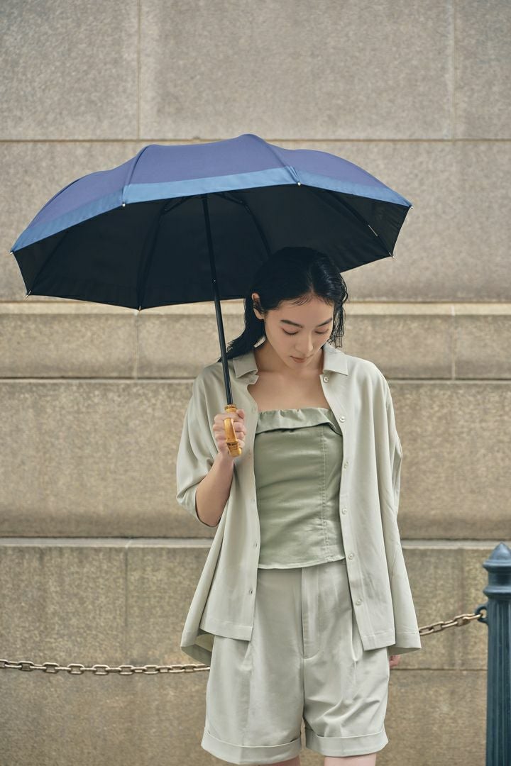 完全遮光100% 2段EASY 折りたたみ日傘/バイカラー(50cm)