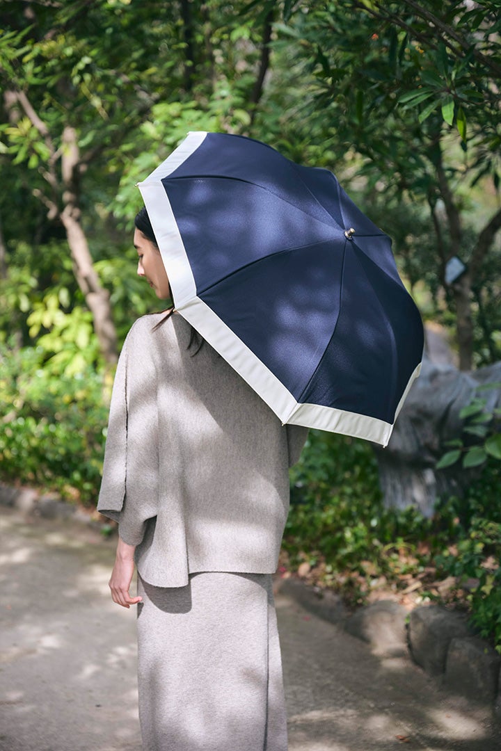 完全遮光日傘 UV100%カット 2段EASY 折りたたみ日傘 バイカラー