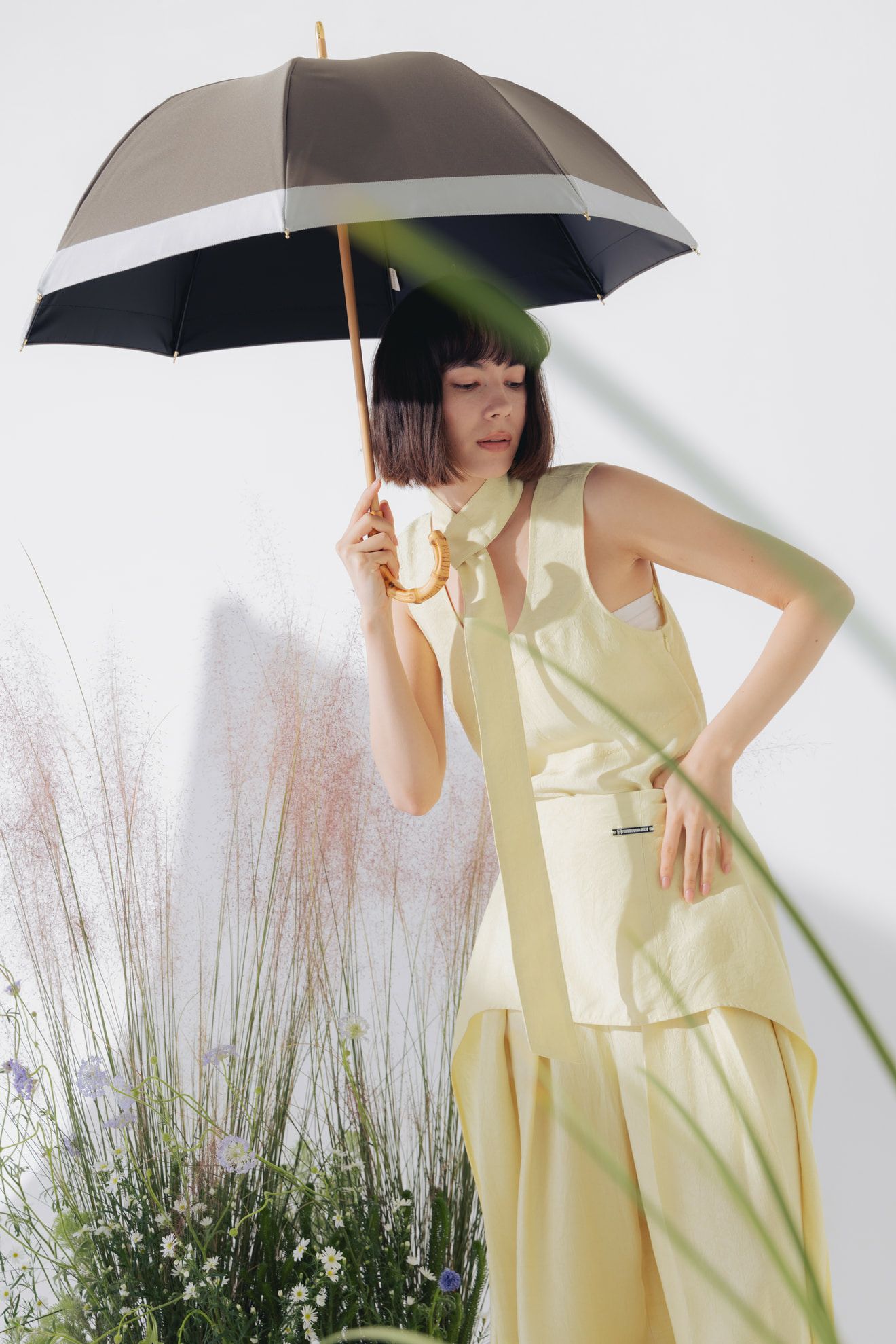 完全遮光日傘 UV100%カット 長傘 S バイカラー