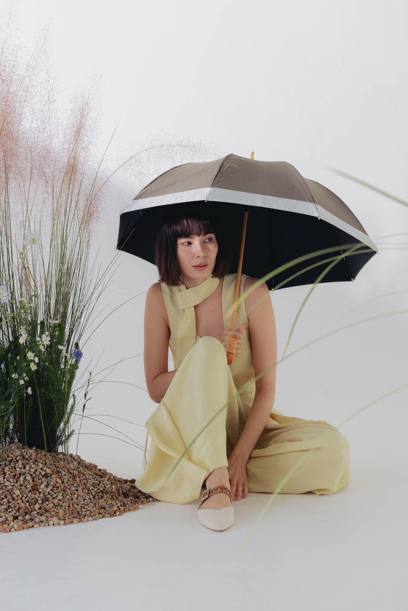 完全遮光日傘 UV100%カット 長傘 S バイカラー