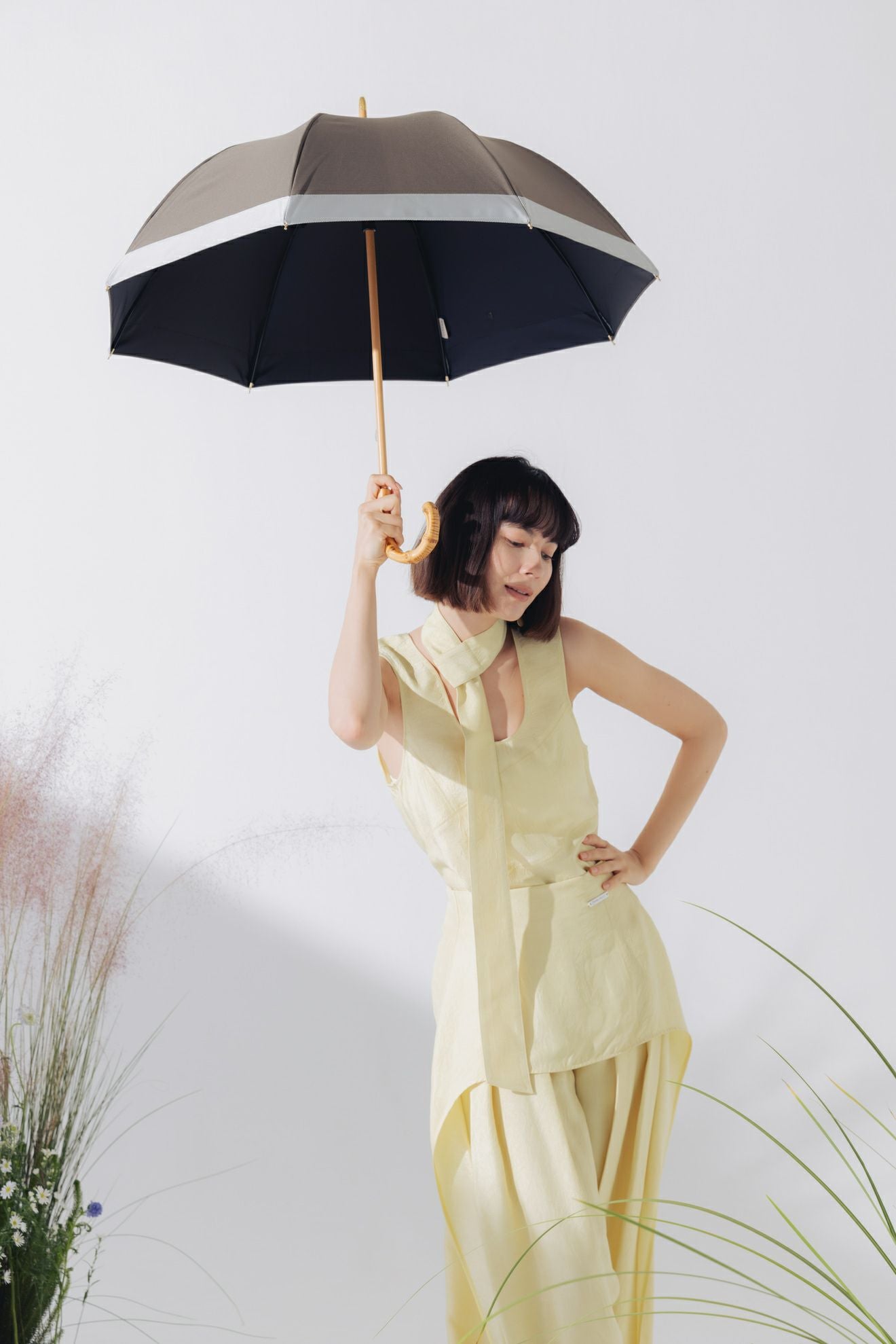 完全遮光日傘 UV100%カット 長傘 S バイカラー