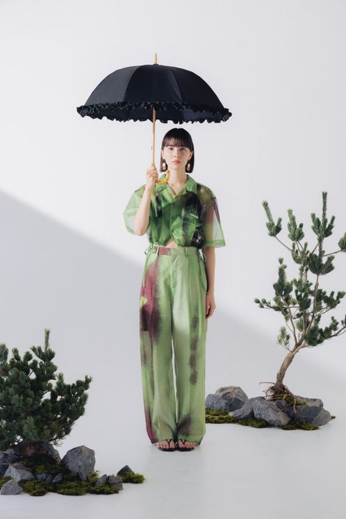 完全遮光日傘 UV100%カット 長傘 S フリル