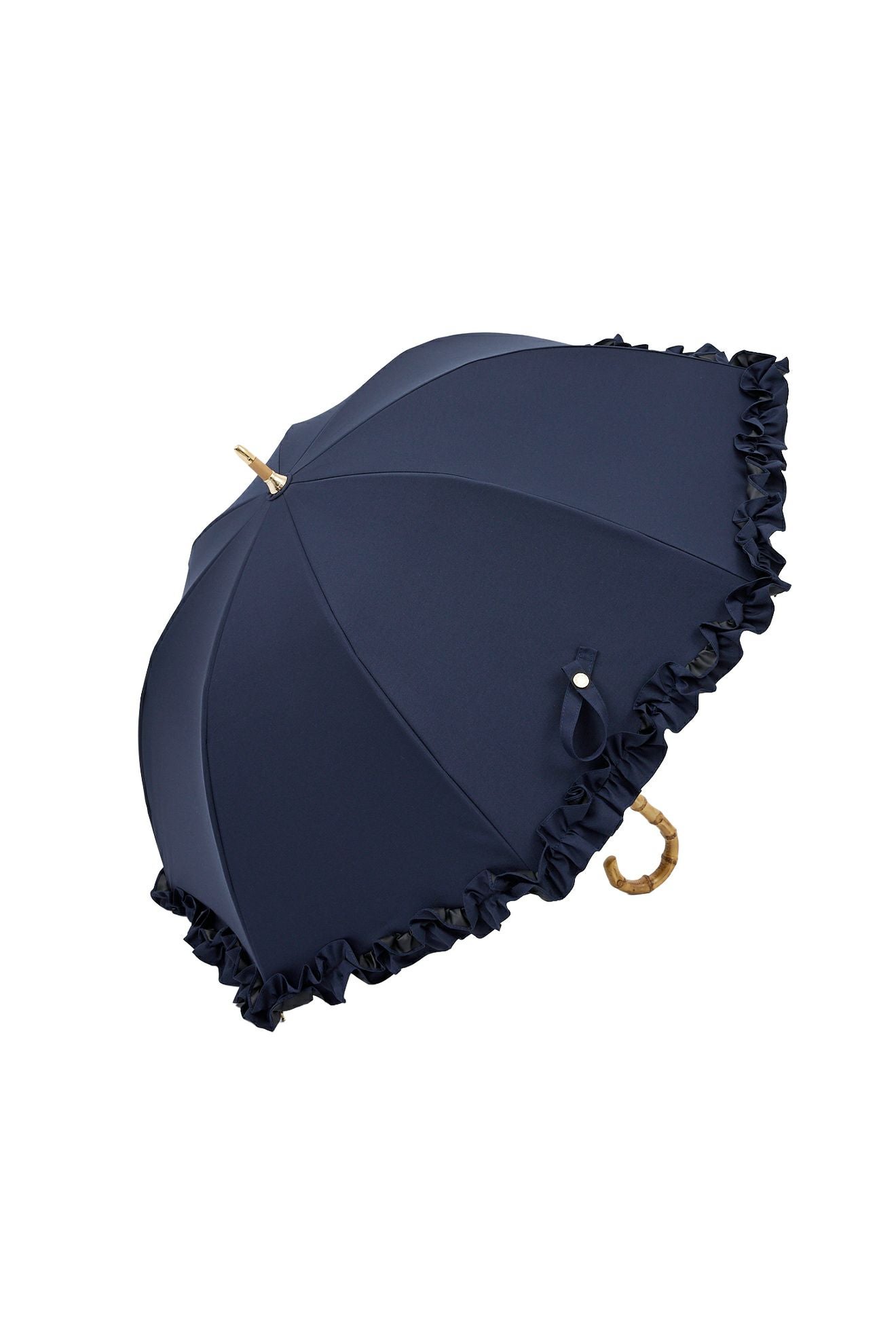 完全遮光日傘 UV100%カット 長傘 S フリル