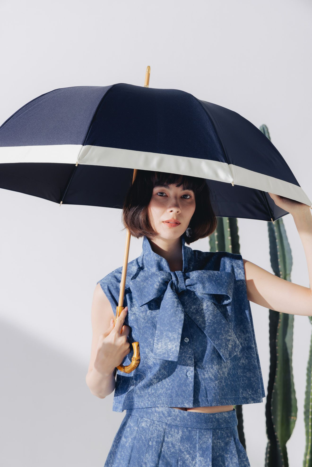 完全遮光100% 長傘 M/バイカラー(55cm)