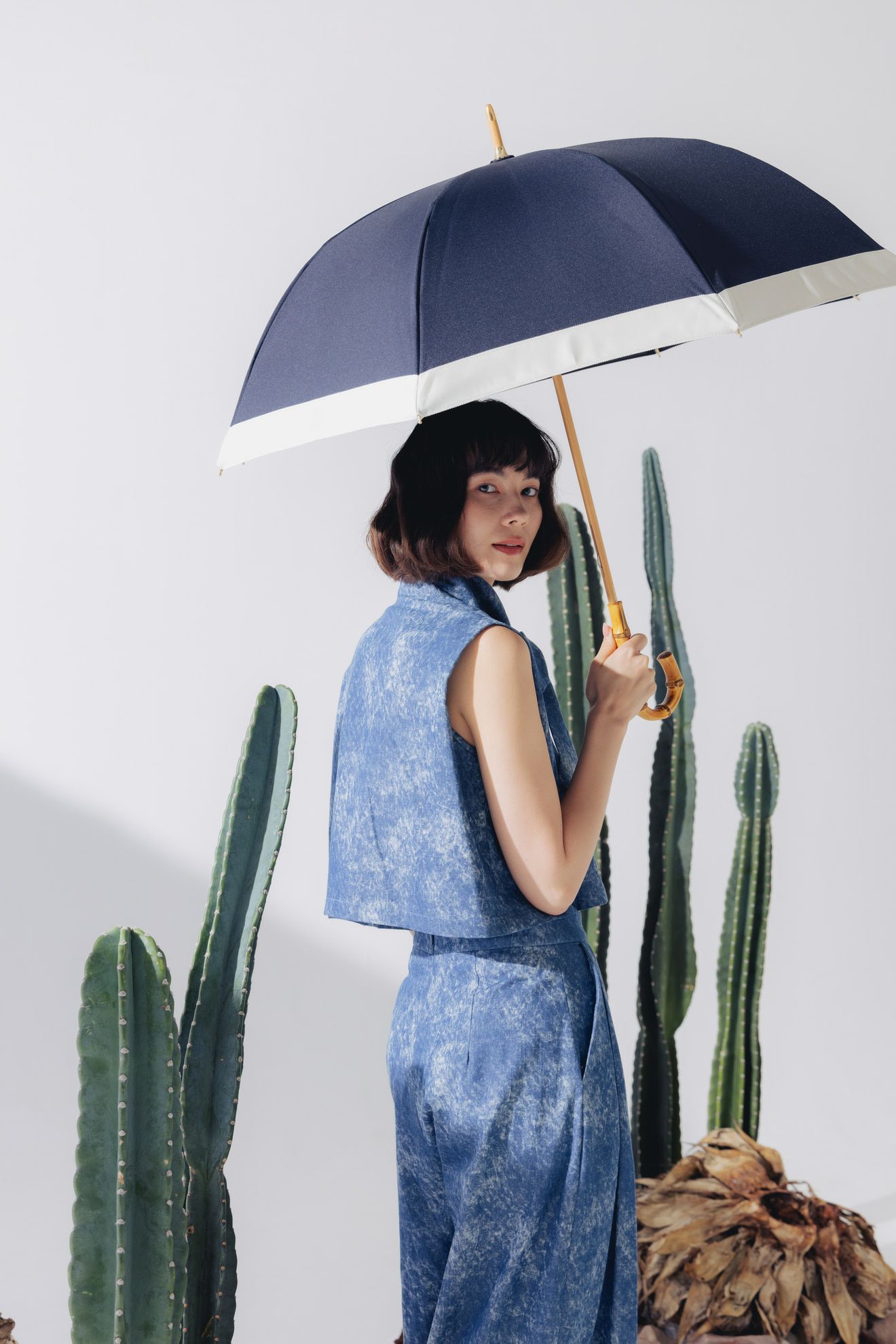 完全遮光100% 長傘 M/バイカラー(55cm)