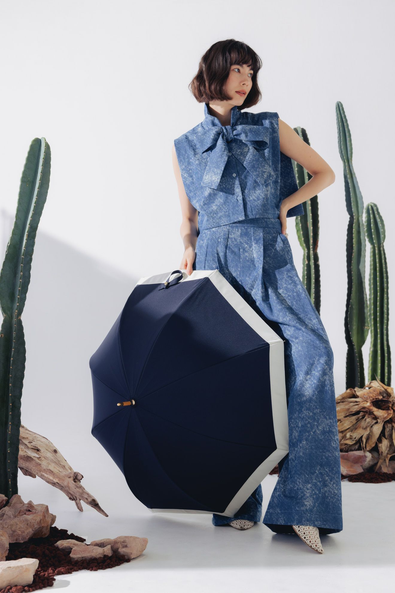 完全遮光100% 長傘 M/バイカラー(55cm)