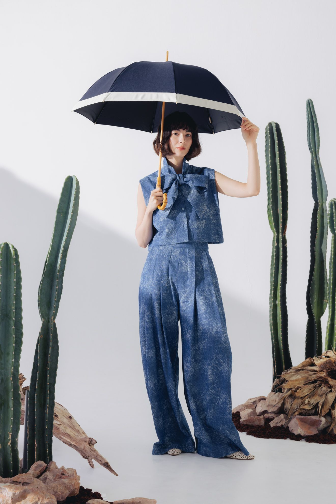 完全遮光日傘 UV100%カット 長傘 M バイカラー