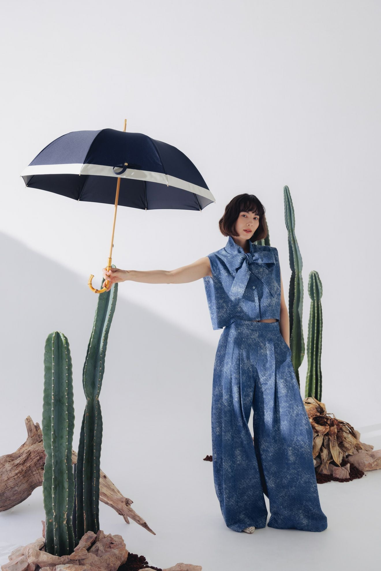 完全遮光日傘 UV100%カット 長傘 M バイカラー