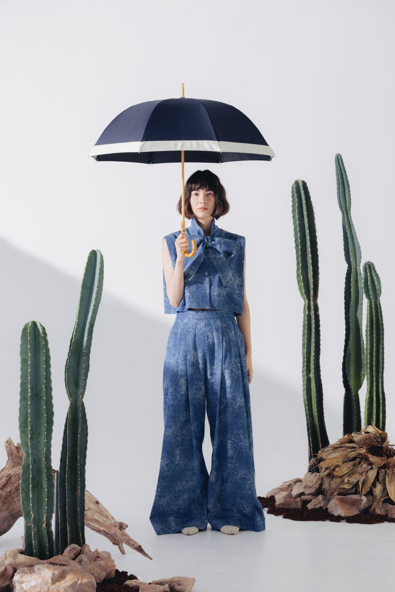 完全遮光日傘 UV100%カット 長傘 M バイカラー