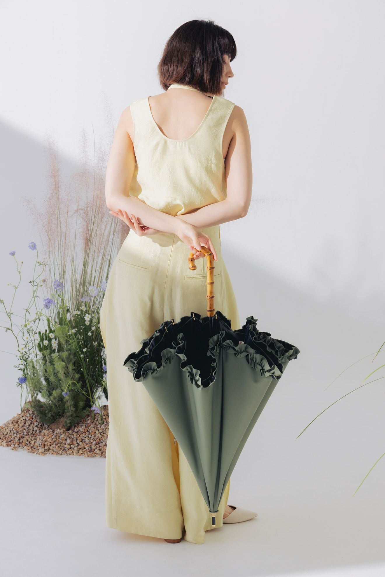 完全遮光100% 長傘 L/フリル(60cm)