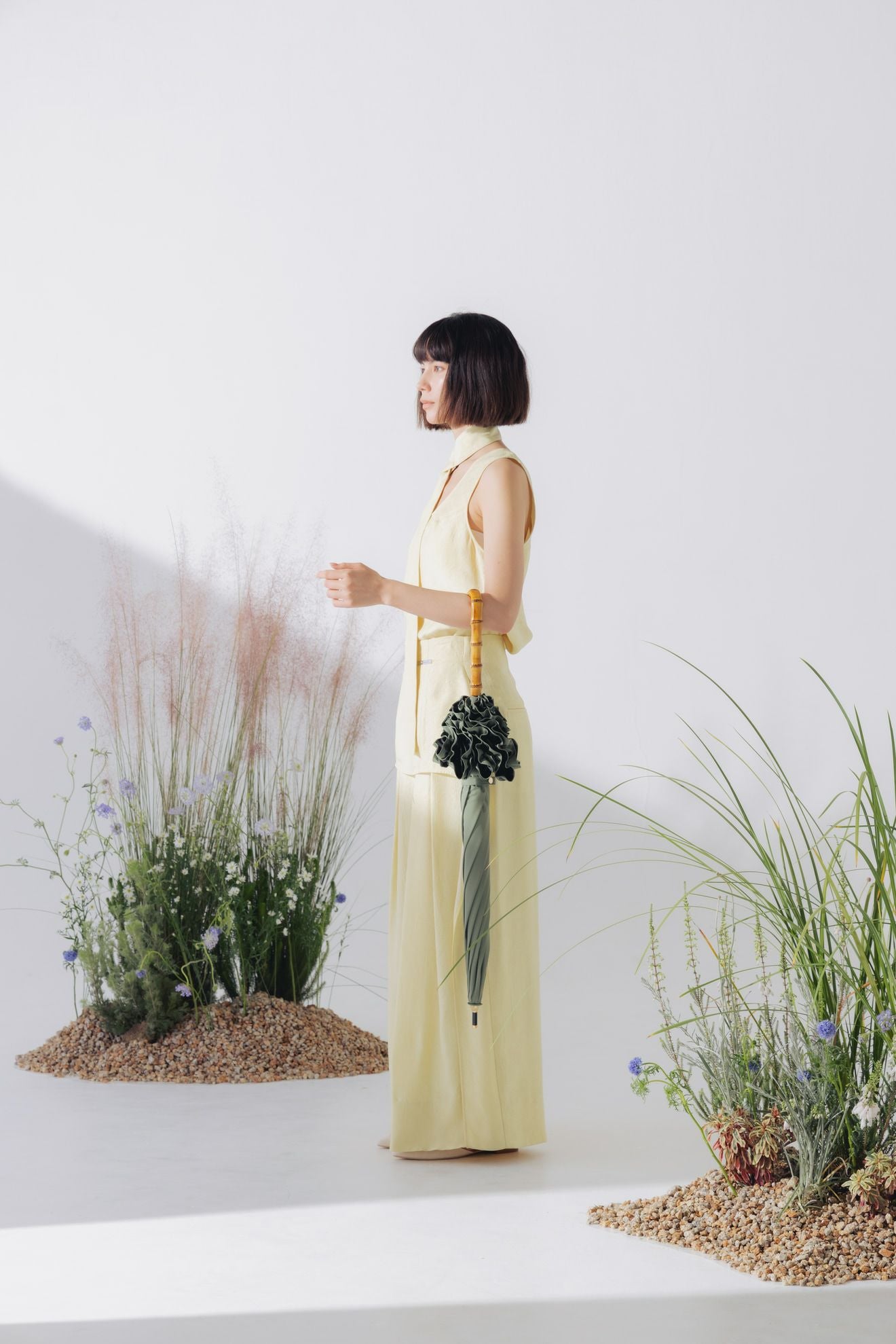 完全遮光100% 長傘 L/フリル(60cm)