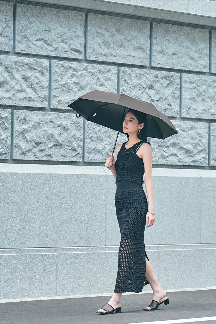 完全遮光日傘 UV100%カット 3段EASY 折りたたみ日傘 ニュートラル