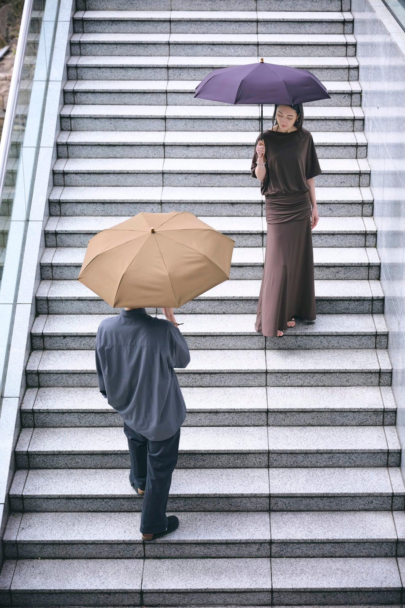 完全遮光100% 3段EASY 折りたたみ日傘/ニュートラル(55cm)