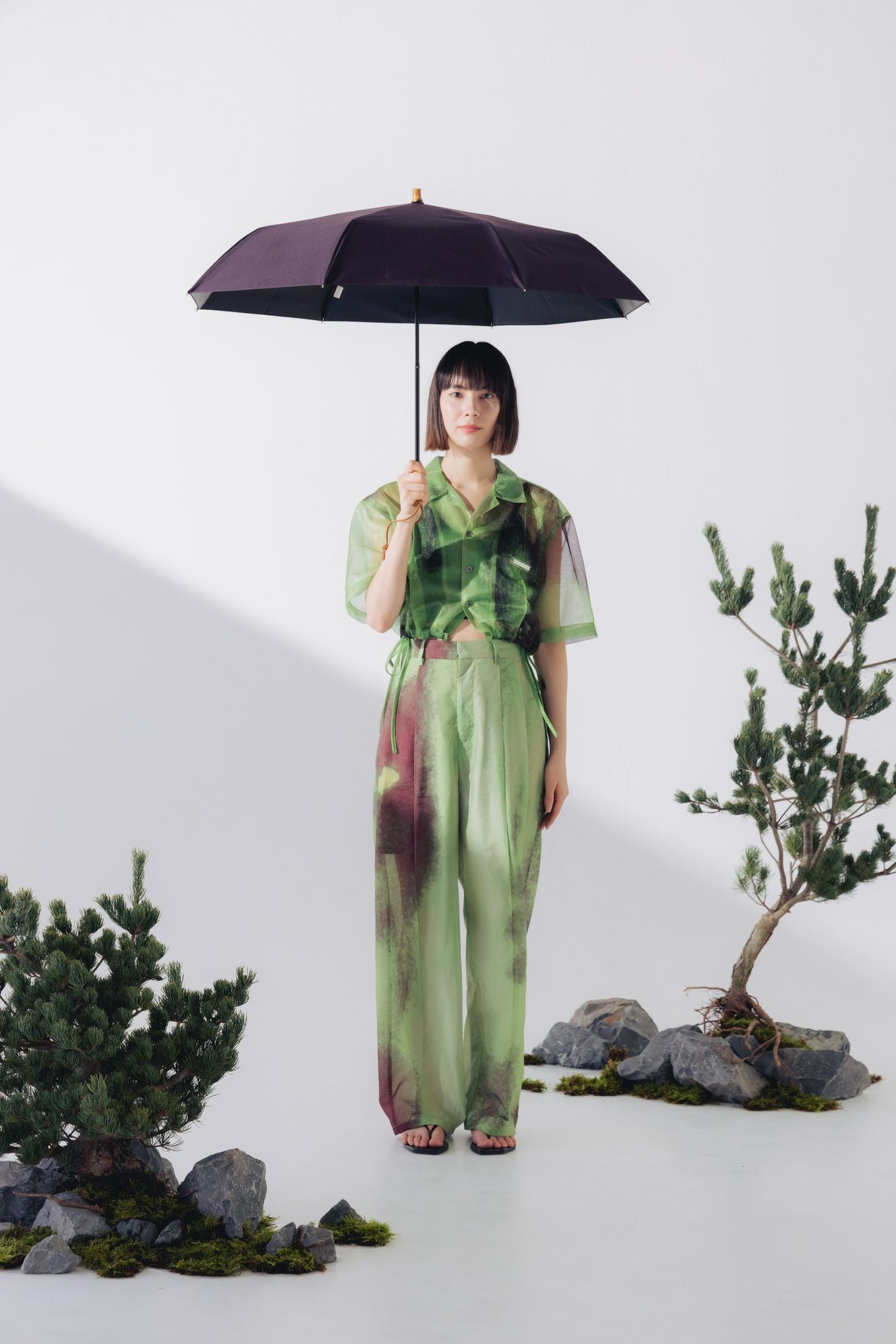 完全遮光日傘 UV100%カット 3段EASY 折りたたみ日傘 ニュートラル