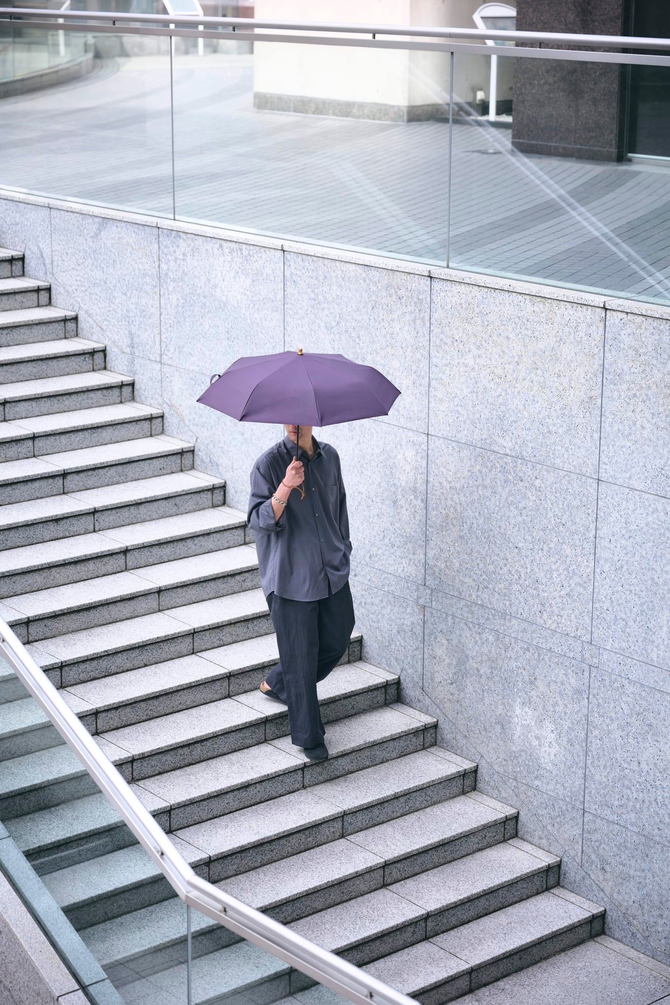 完全遮光日傘 UV100%カット 3段EASY 折りたたみ日傘 ニュートラル