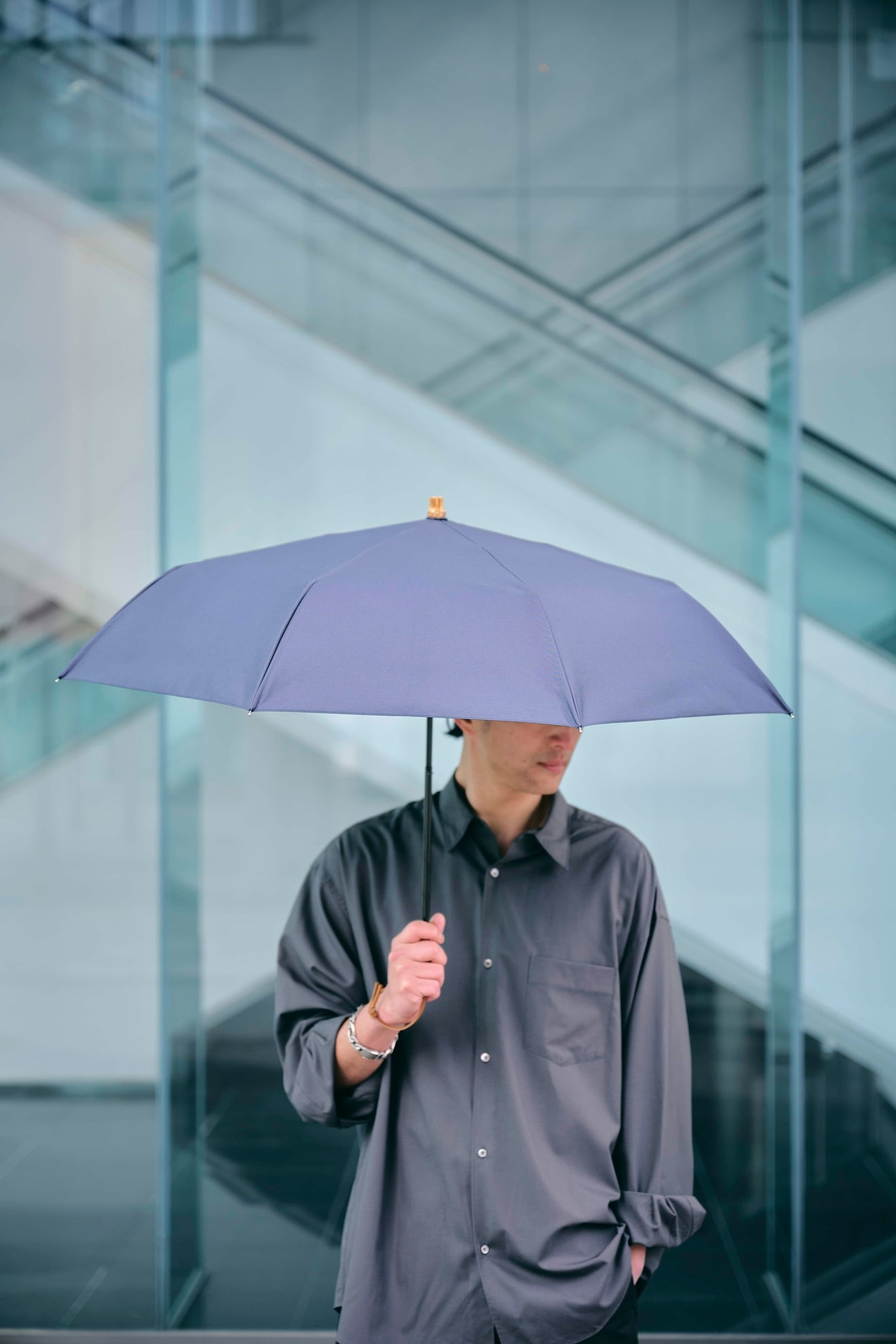 完全遮光日傘 UV100%カット 3段EASY 折りたたみ日傘 ニュートラル