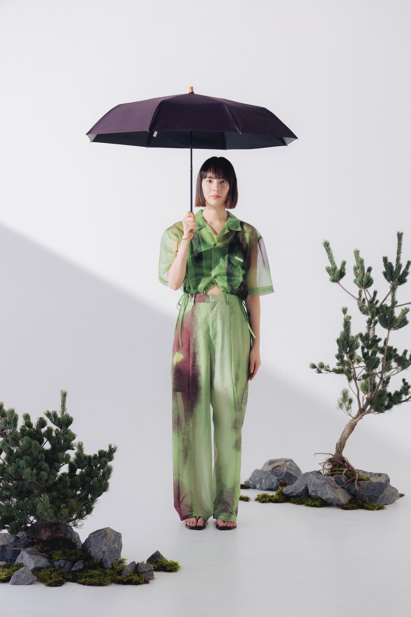 完全遮光日傘 UV100%カット 3段EASY 折りたたみ日傘 ニュートラル