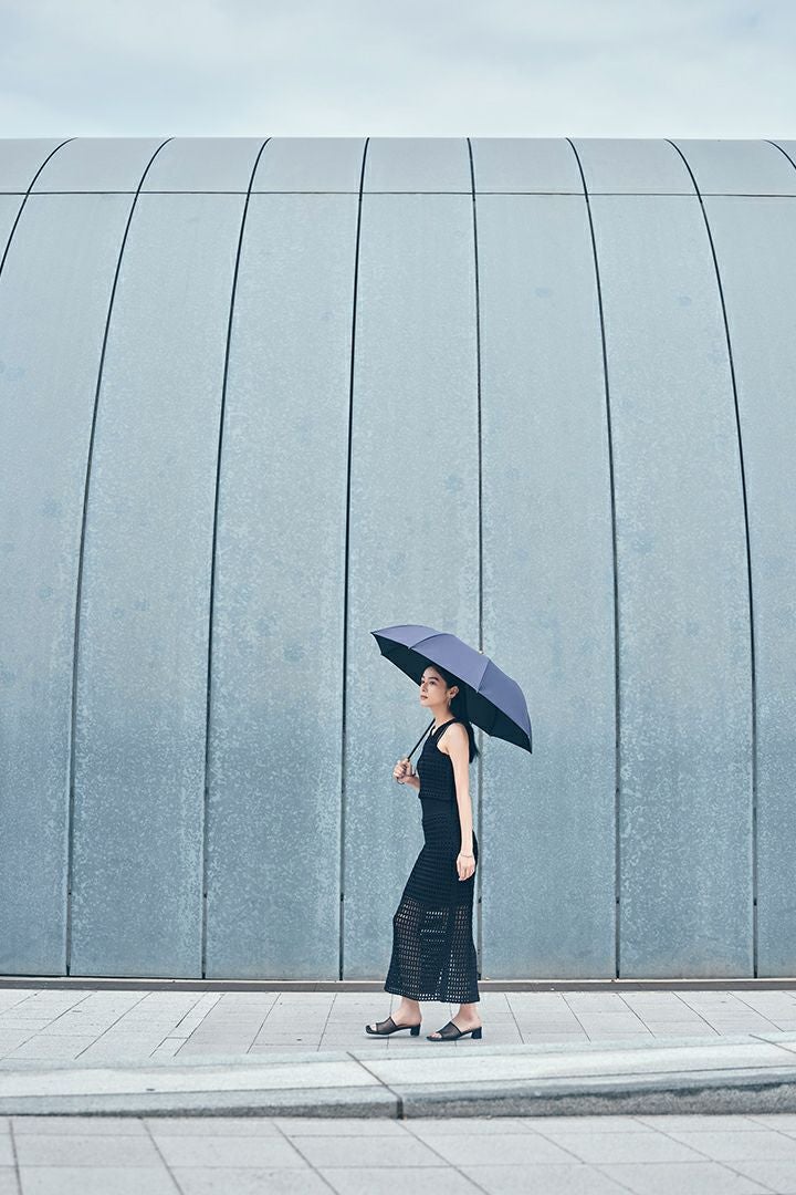 完全遮光日傘 UV100%カット 2段EASY 折りたたみ日傘 ニュートラル