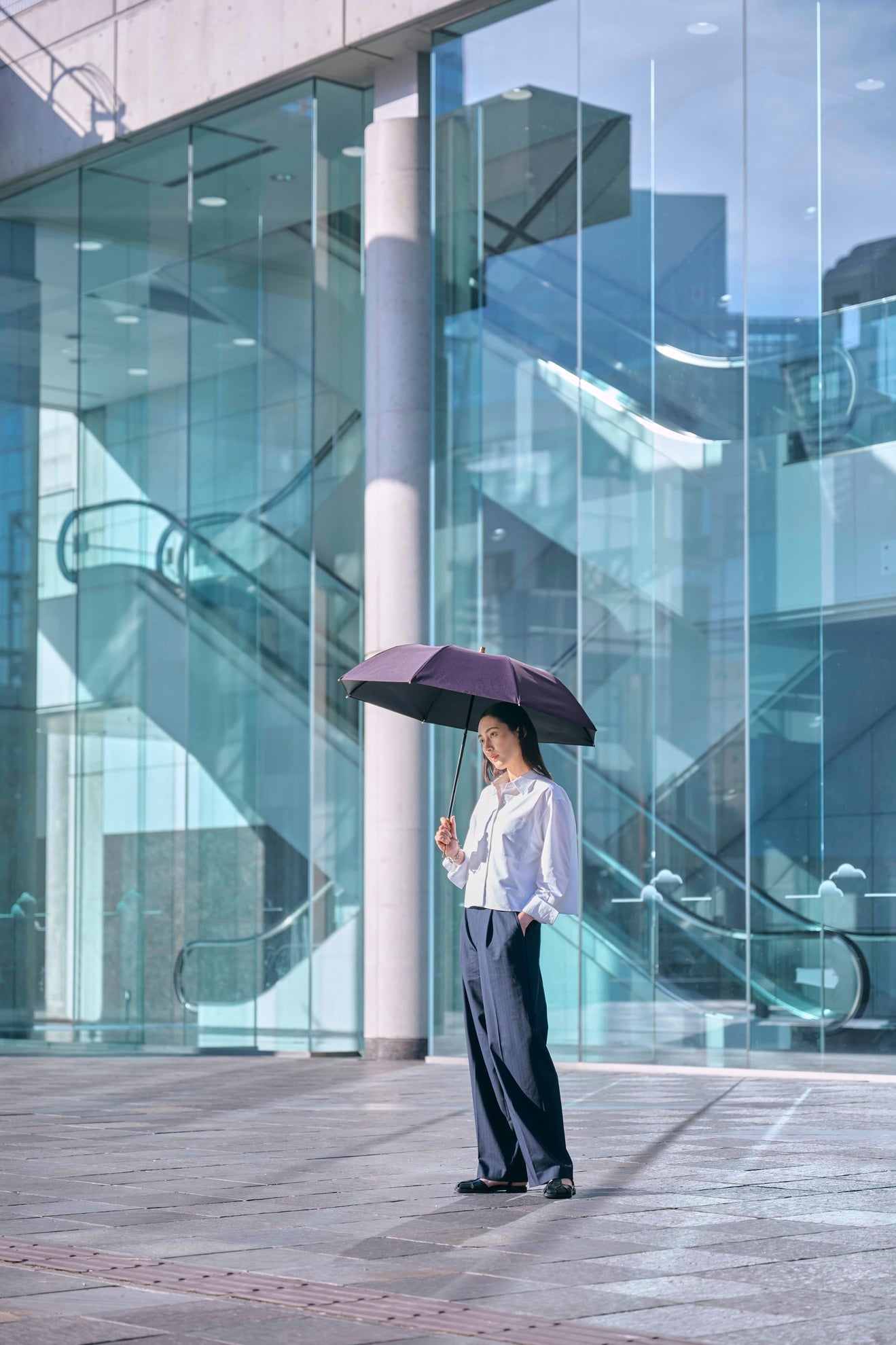 完全遮光日傘 UV100%カット 2段EASY 折りたたみ日傘 ニュートラル