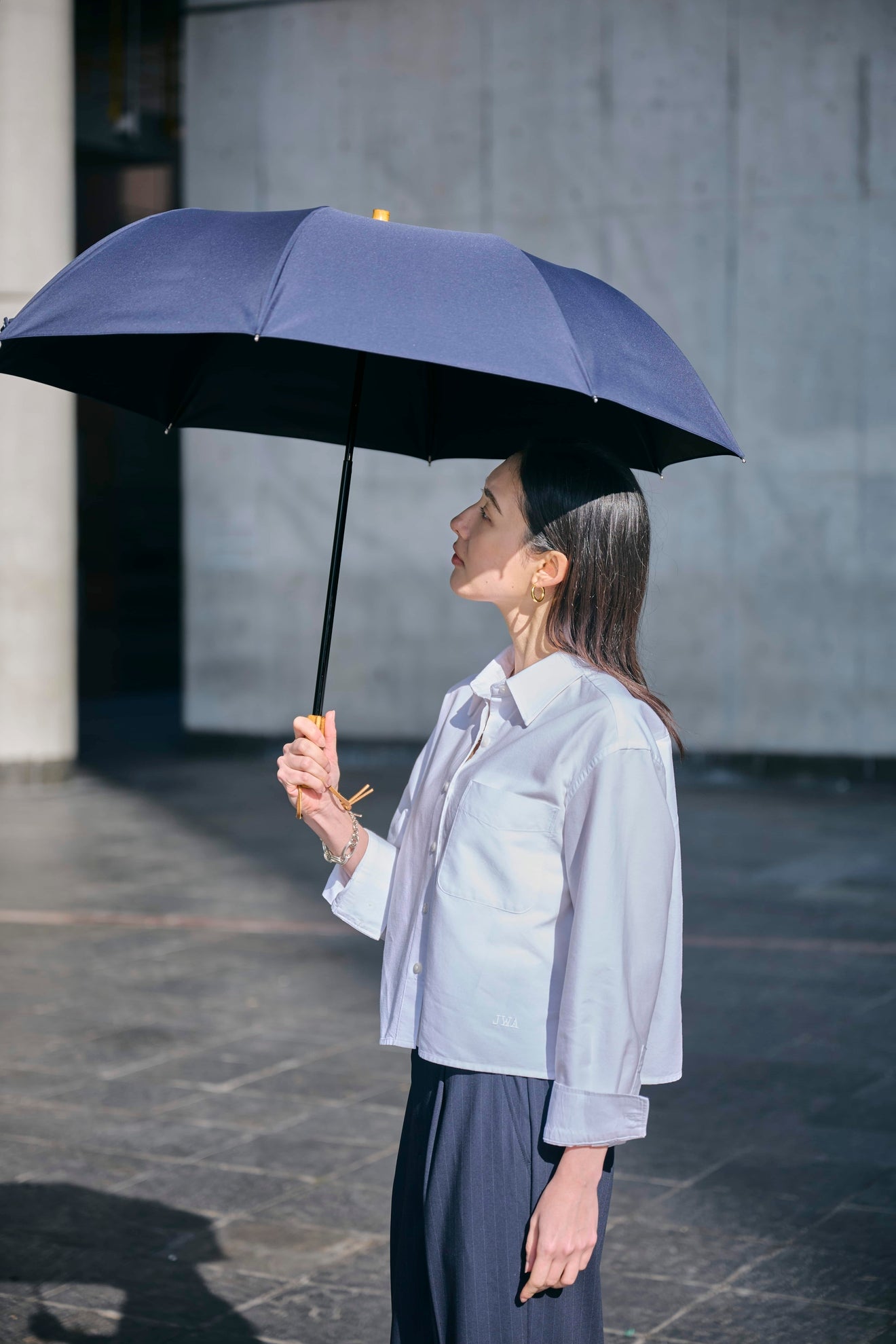 完全遮光日傘 UV100%カット 2段EASY 折りたたみ日傘 ニュートラル